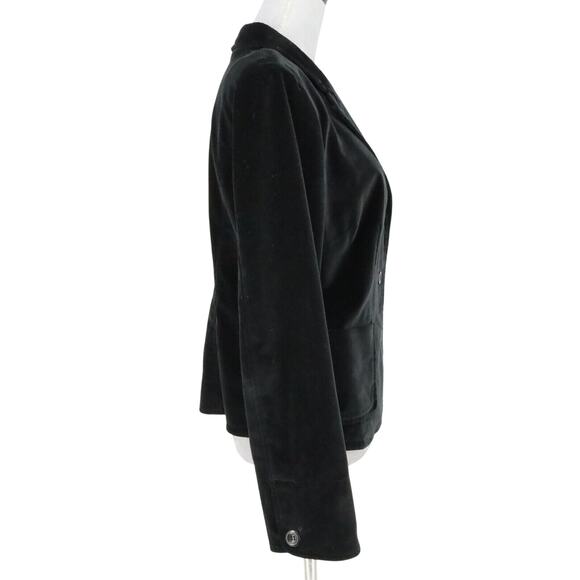 Garnet Hill Jacket Womens 12 Black Velour Lined Blazer Pockets Career Flaw - Picture 6 of 16